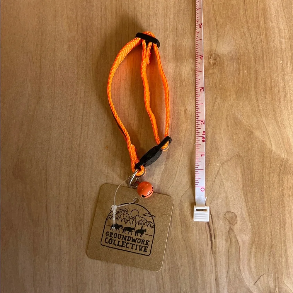 Cat Collar - Orange w/reflective tape, quick release, & bell